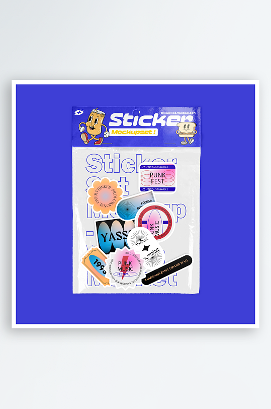 潮流透明酸性塑料袋异形自定义贴纸文创样机-众图网