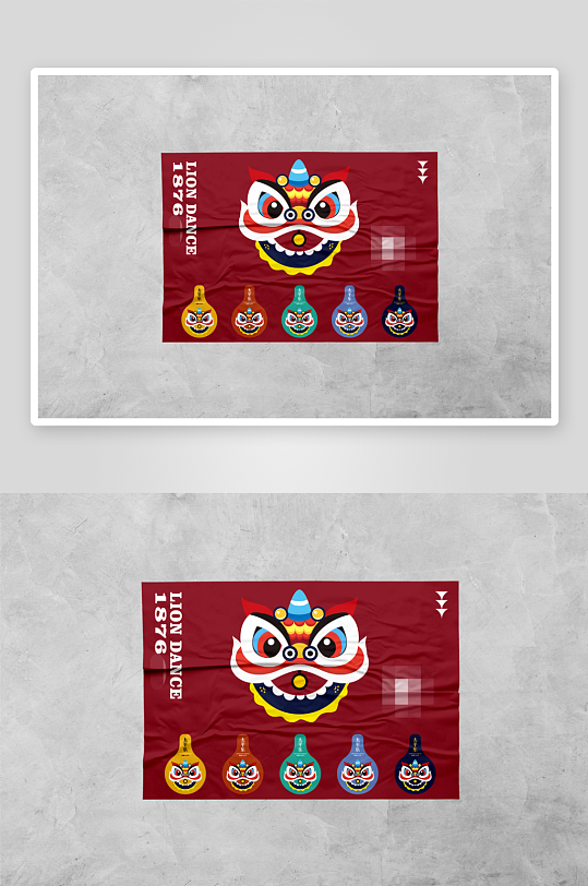 潮流褶皱胶印贴墙悬挂覆膜质感海报效果展示-众图网