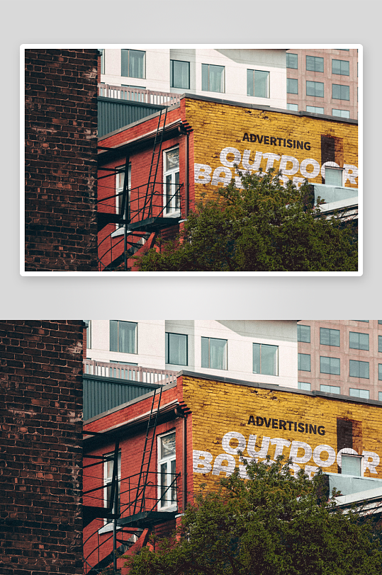 城市户外街头墙体广告效果图展示涂鸦场景墙-众图网