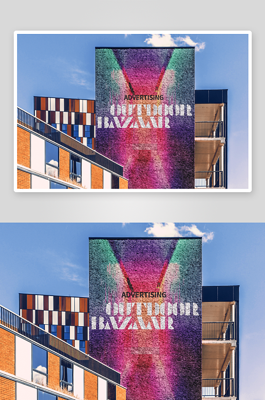 城市户外街头墙体广告效果图展示涂鸦场景墙-众图网