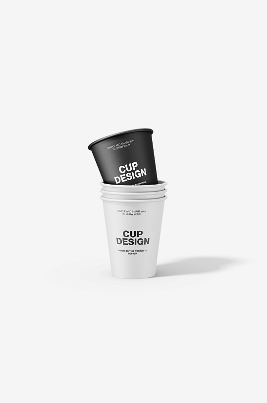 堆叠咖啡饮料水杯子一次性纸杯logo效果-众图网