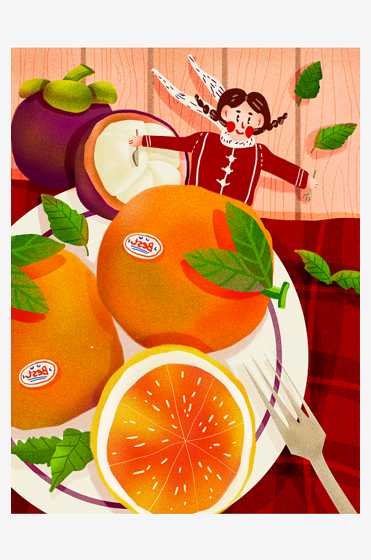 水果创意海报插画素材-众图网