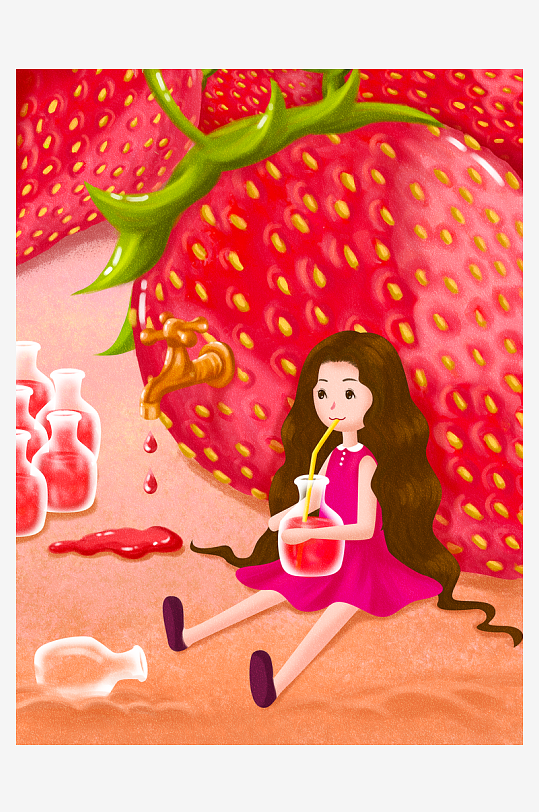 水果创意海报插画-众图网