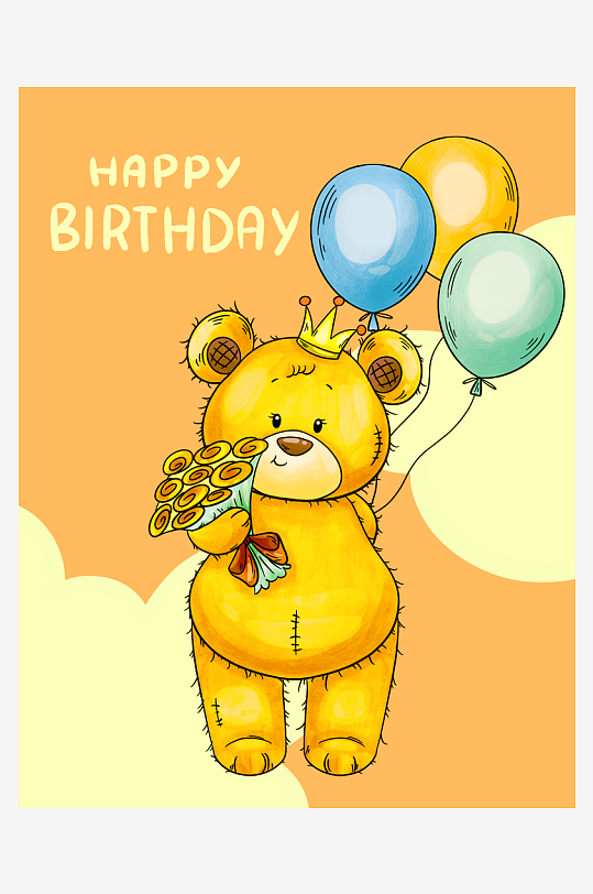 卡通小熊插画海报设计模板素材-众图网