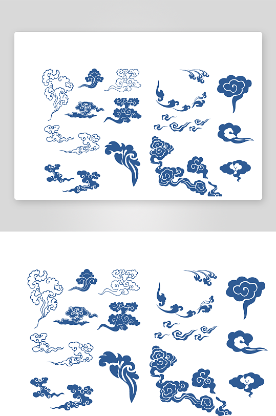 手绘线描祥云图案矢量元素-众图网