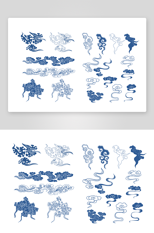 手绘线描祥云图案矢量元素-众图网
