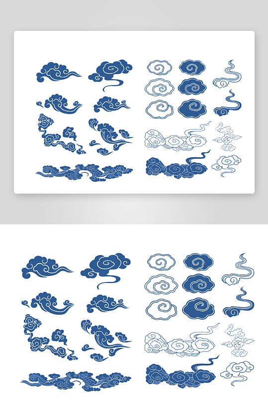 手绘线描祥云图案矢量元素-众图网