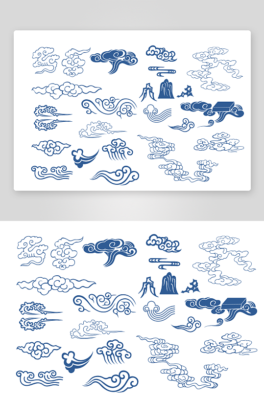手绘线描祥云图案矢量元素-众图网