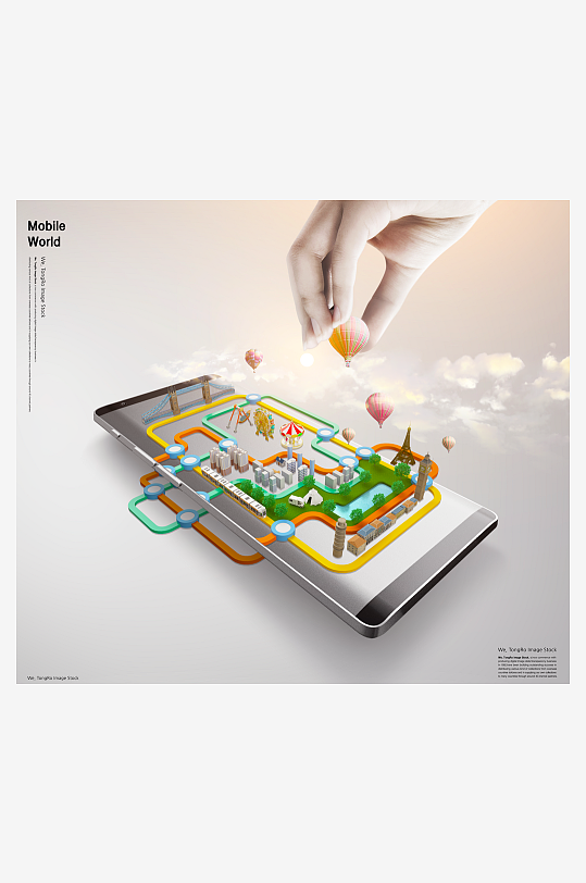 创意手机立体场景展板模板-众图网