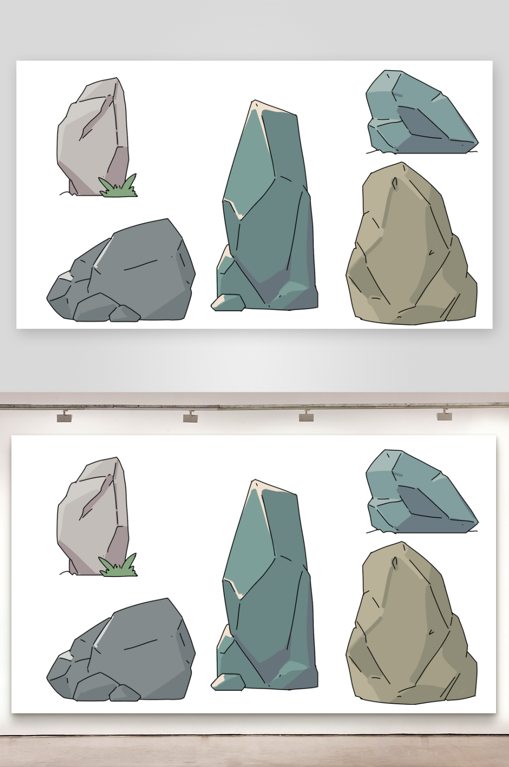 简笔动画场景石头素材