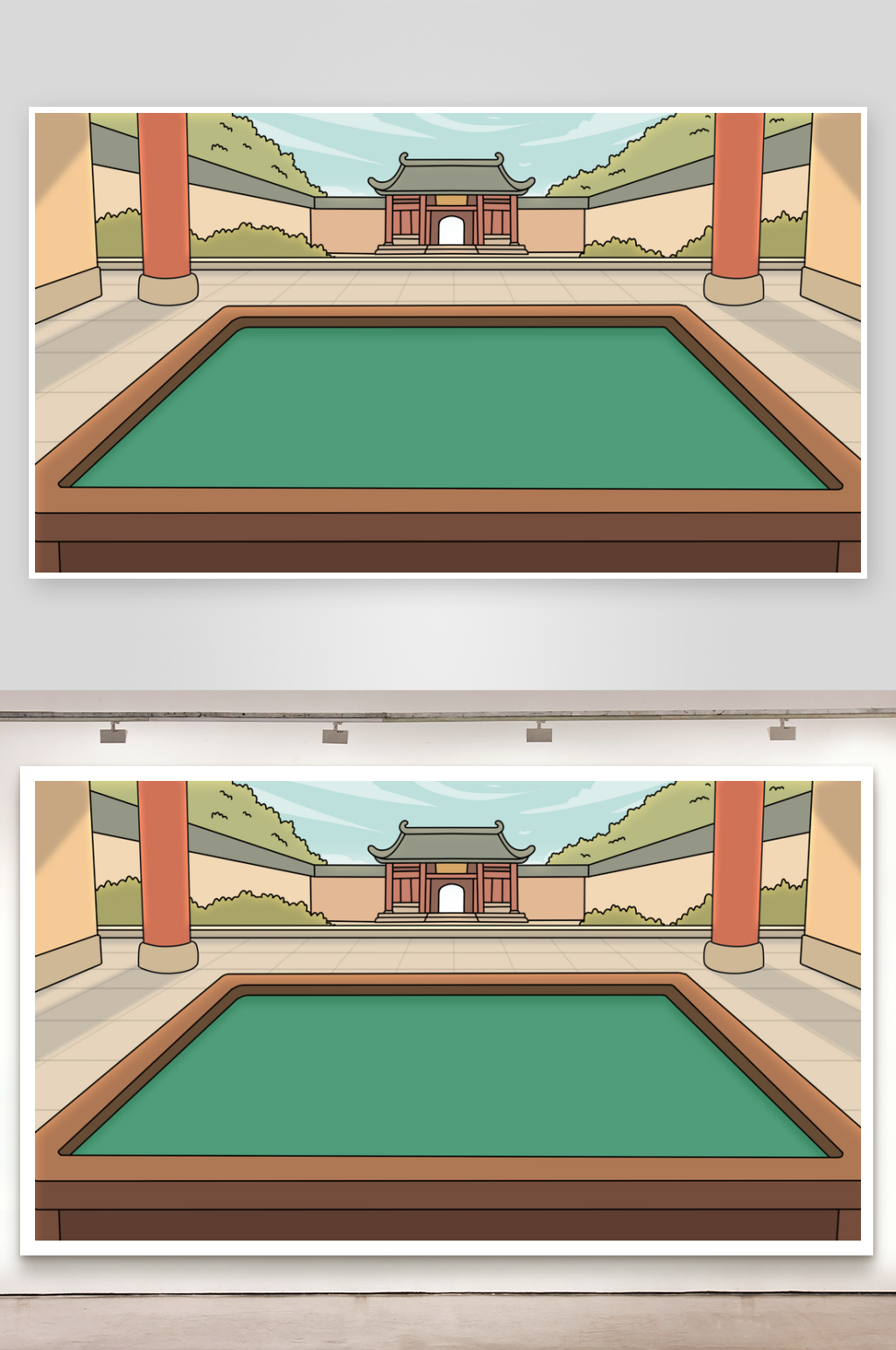 简笔动画场景斗地主牌桌素材