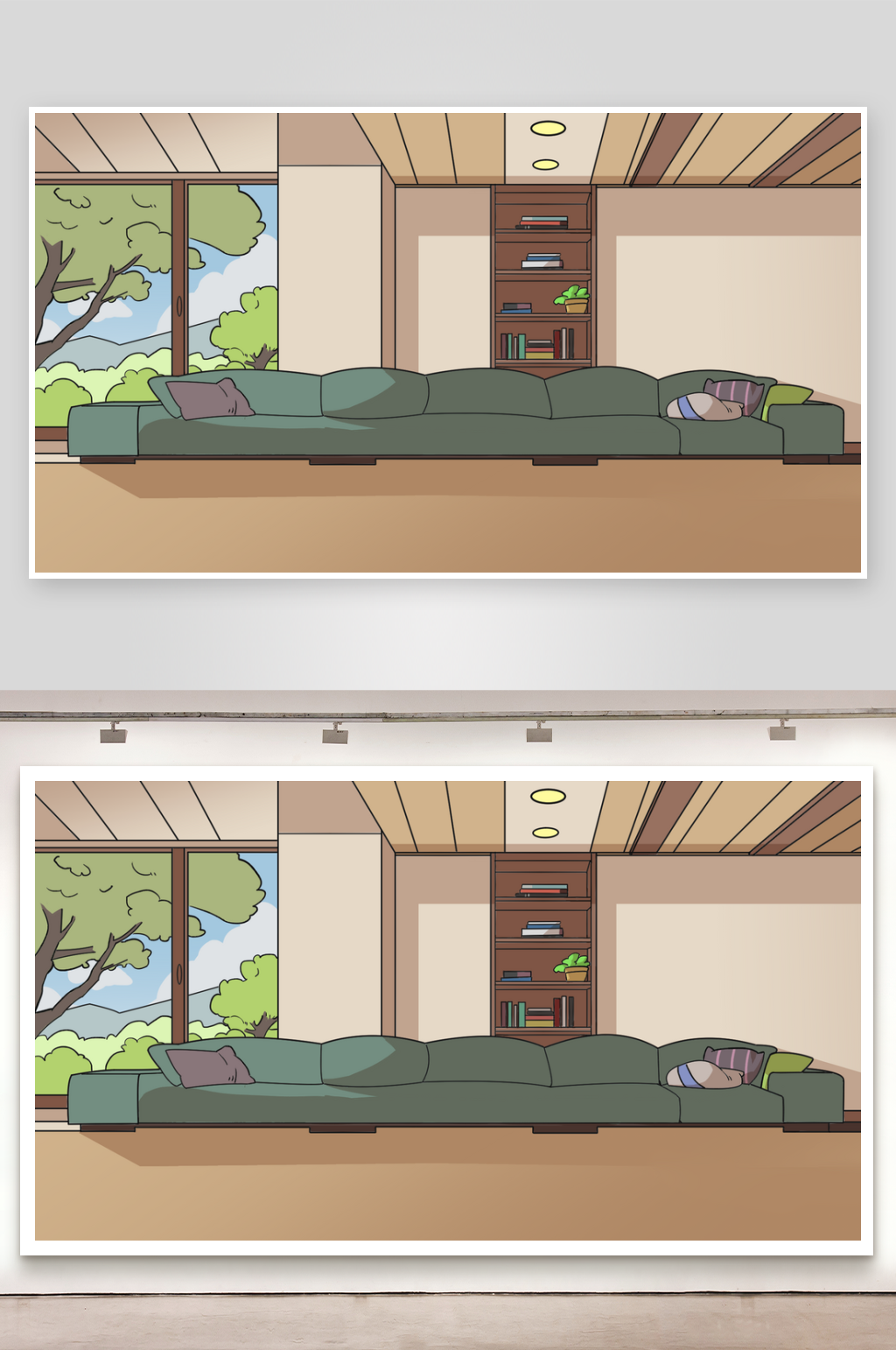 简笔插画场景屋内素材