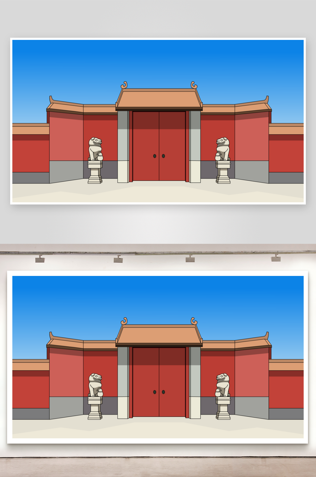 简笔插画场景宫殿门口素材
