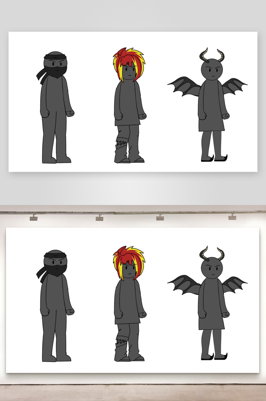 简笔画道具装备路人蒙面大侠路人鬼马少年素材