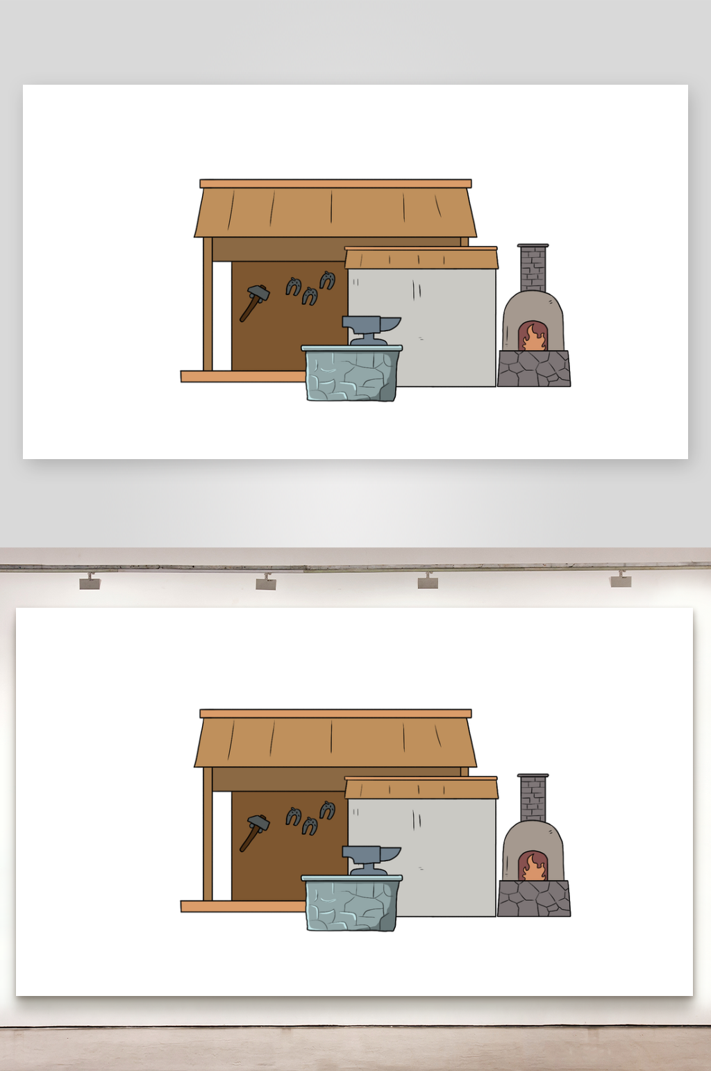 简笔画道具装备铁匠铺素材