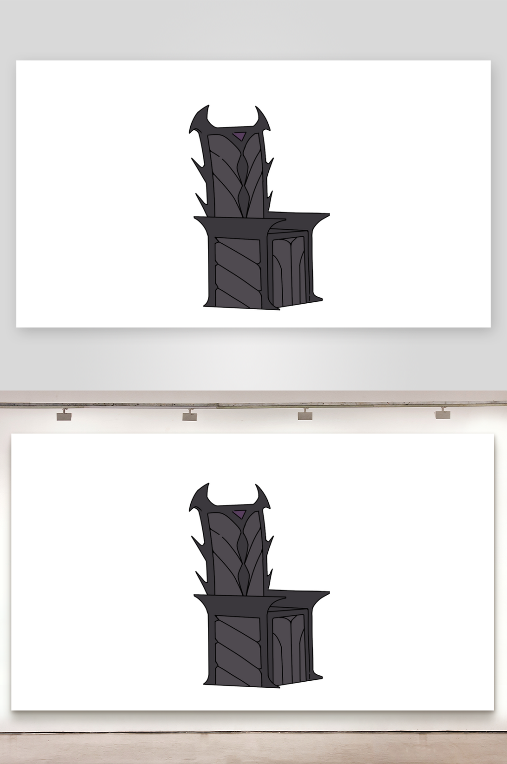 简笔插画物品黑色王座素材