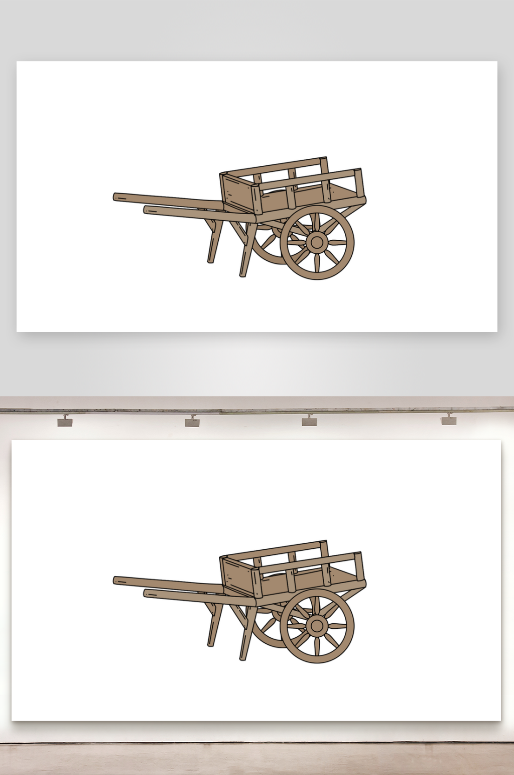 简笔插画物品两轮手推车素材