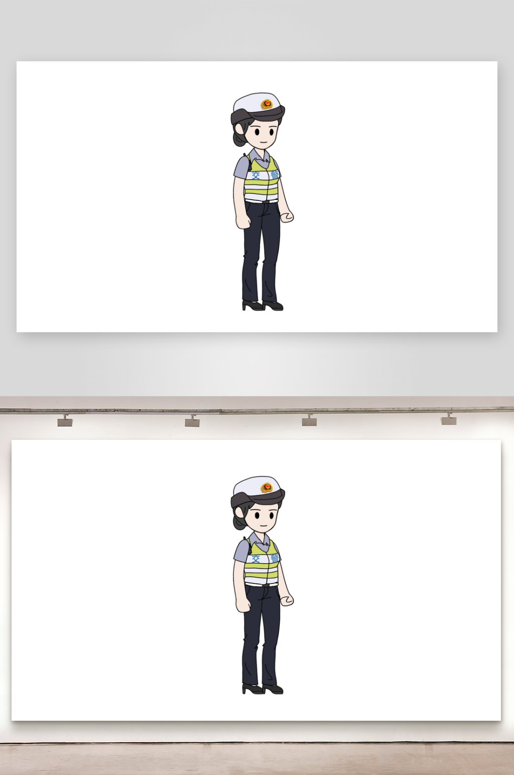 简笔都市角色女交警素材