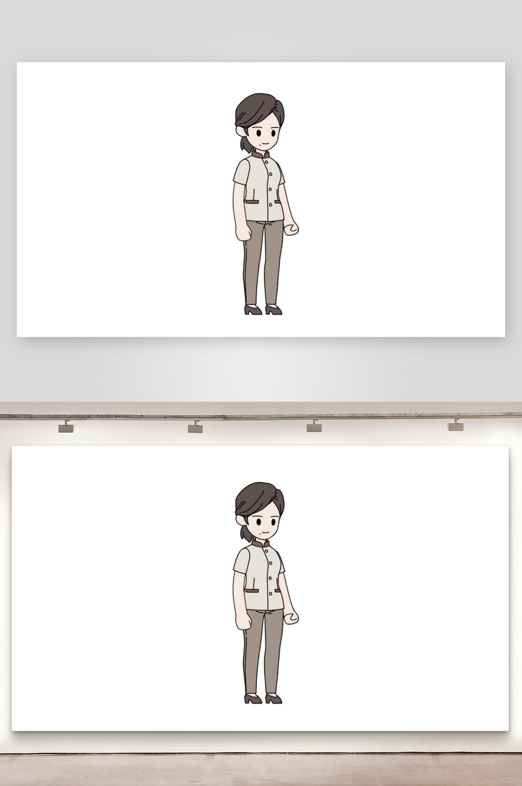 简笔都市人物保洁大姐素材