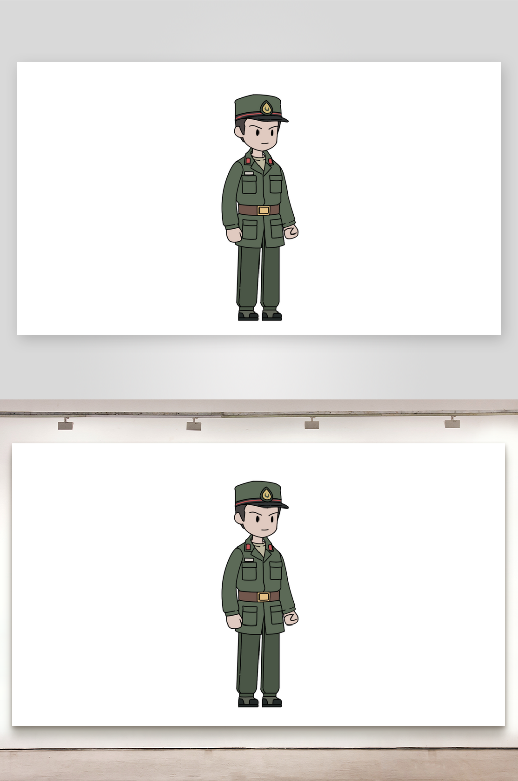 简笔都市人物军人素材
