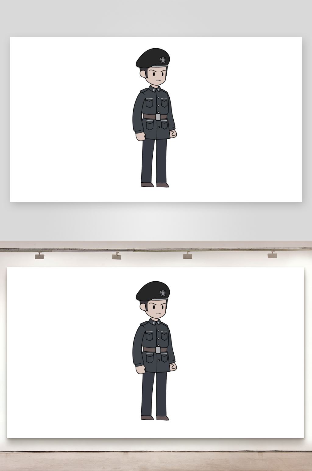 简笔都市人物军人男素材