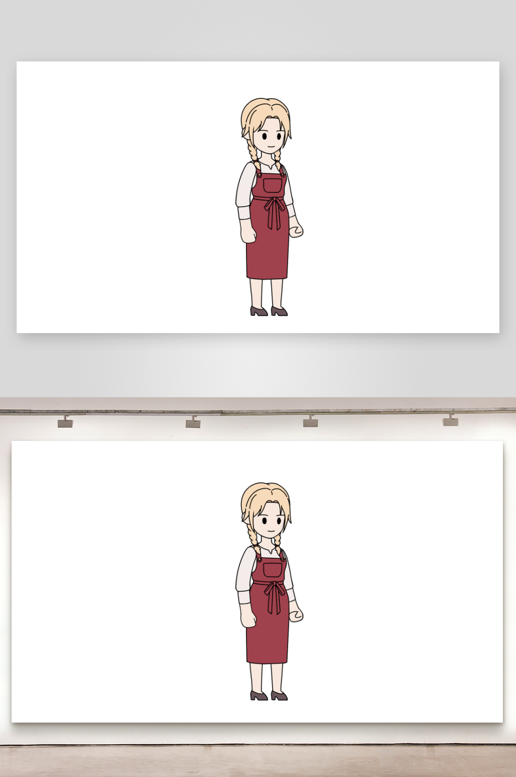 简笔都市人物厨娘素材