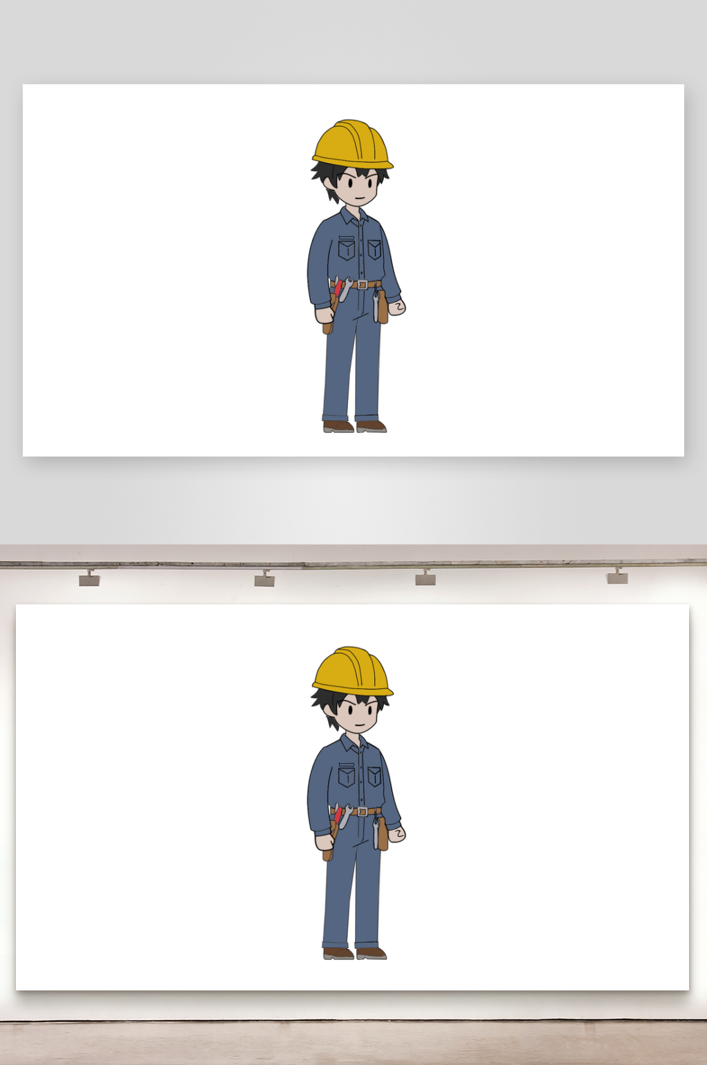 简笔都市角色水电工素材