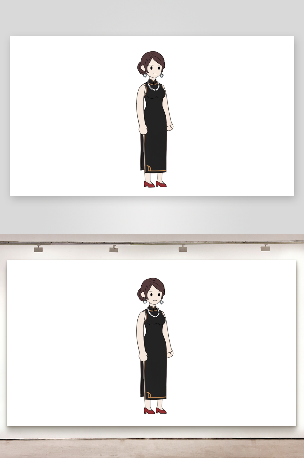 简笔都市角色珍珠项链女素材