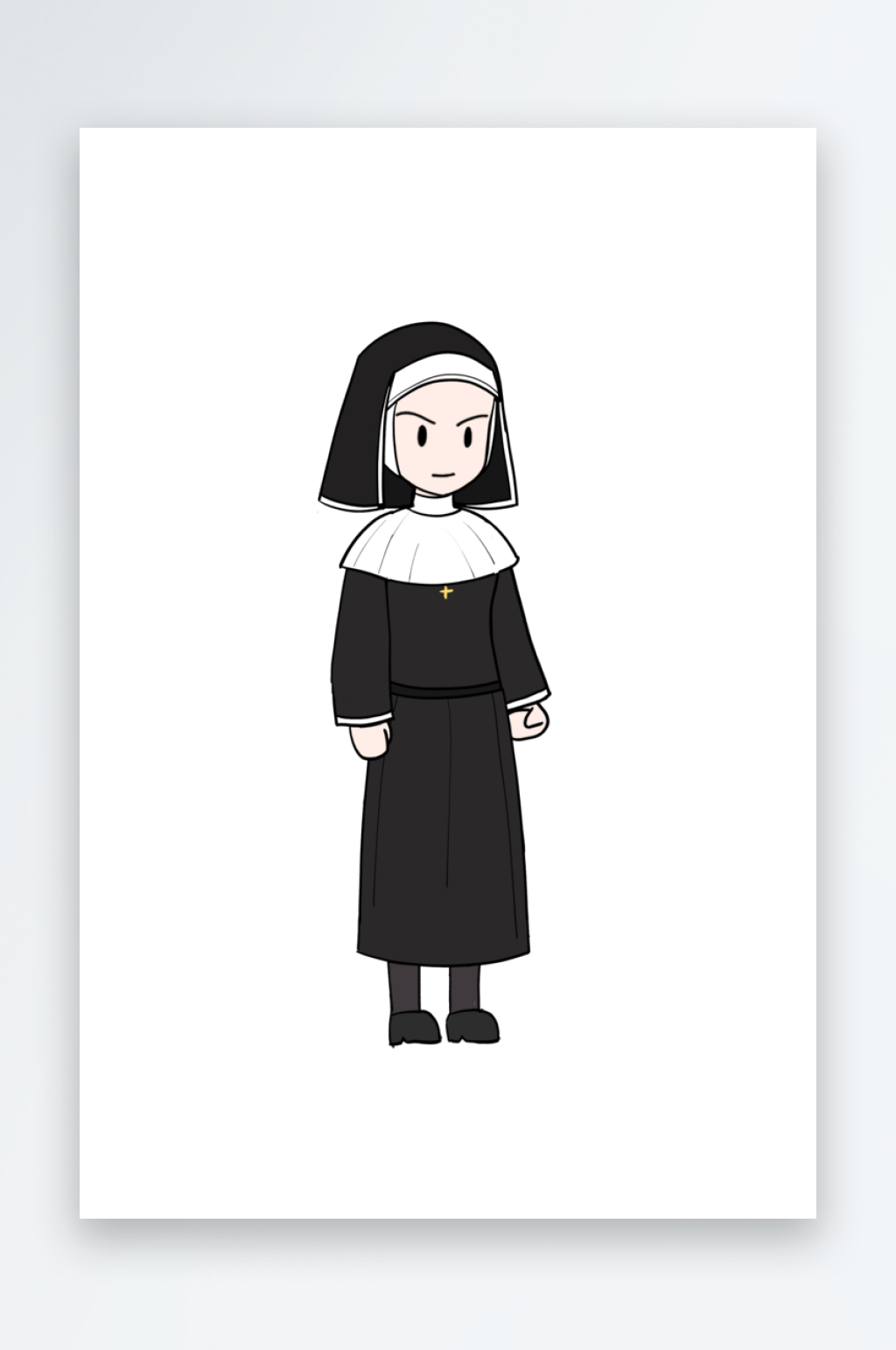 简笔画都市人物修女素材