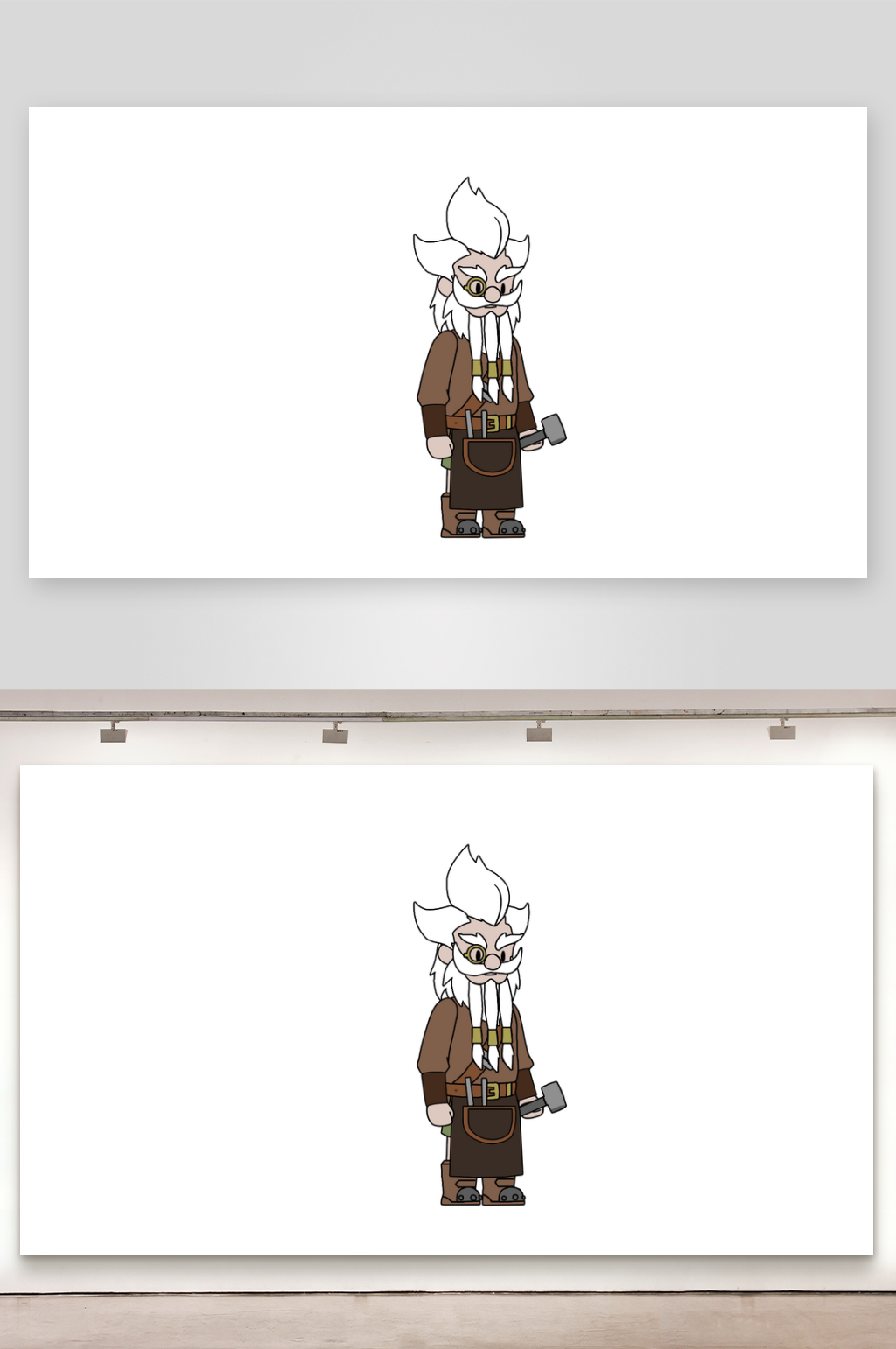 简笔画修仙玄幻矮人铁匠素材