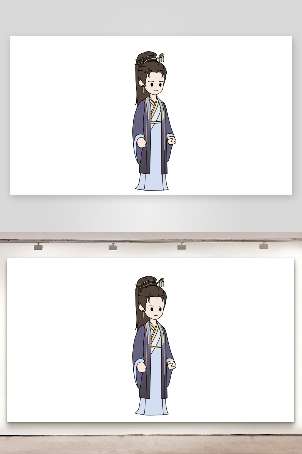 简笔画修仙玄幻紫衣师姐素材