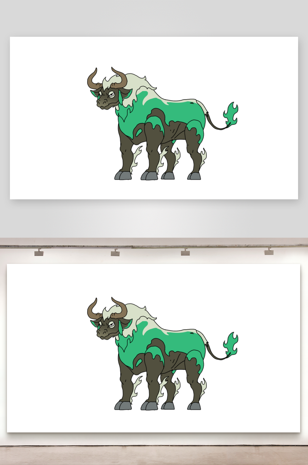 简笔画妖怪灵兽绿玉魔牛素材