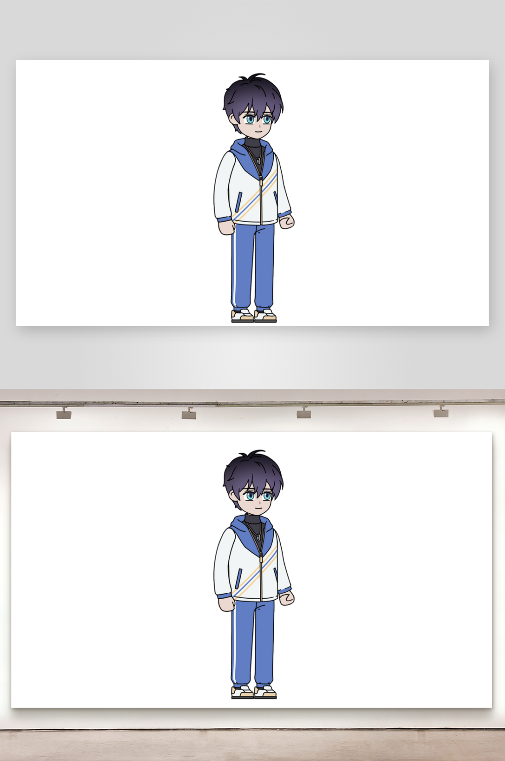 简笔插画女频学长素材