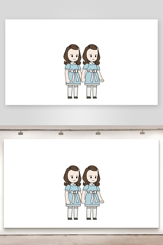 简笔插画悬疑人物闪灵女孩-众图网