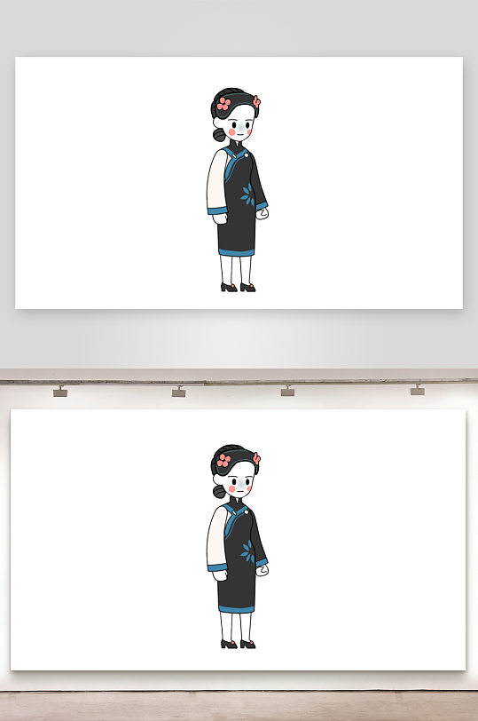 简笔插画悬疑人物阴阳媒婆-众图网