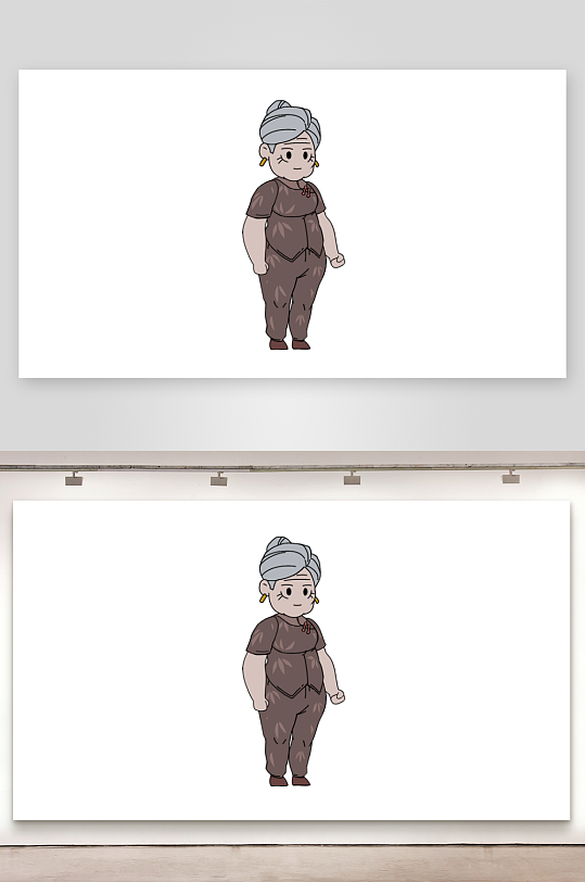 简笔插画悬疑人物阿婆-众图网