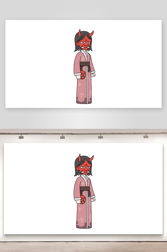 简笔插画悬疑人物面具女-众图网