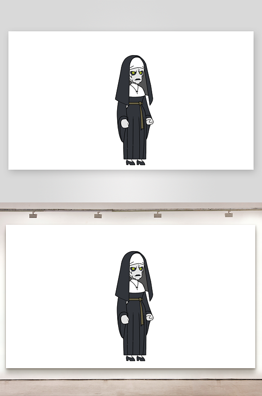 简笔插画悬疑人物鬼修女-众图网