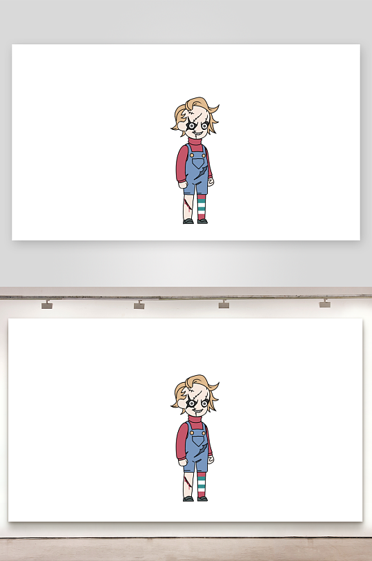 简笔插画悬疑人物鬼娃-众图网