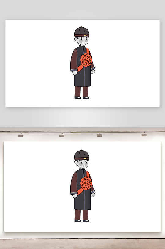 简笔插画悬疑人物鬼新郎-众图网