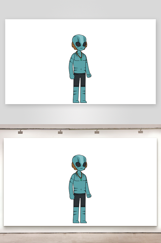 简笔插画悬疑人物鱼人-众图网