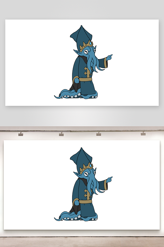 简笔插画悬疑人物鱿鱼祭祀-众图网