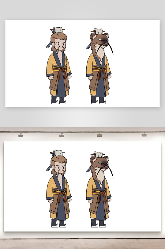 简笔插画悬疑人物黄仙-众图网