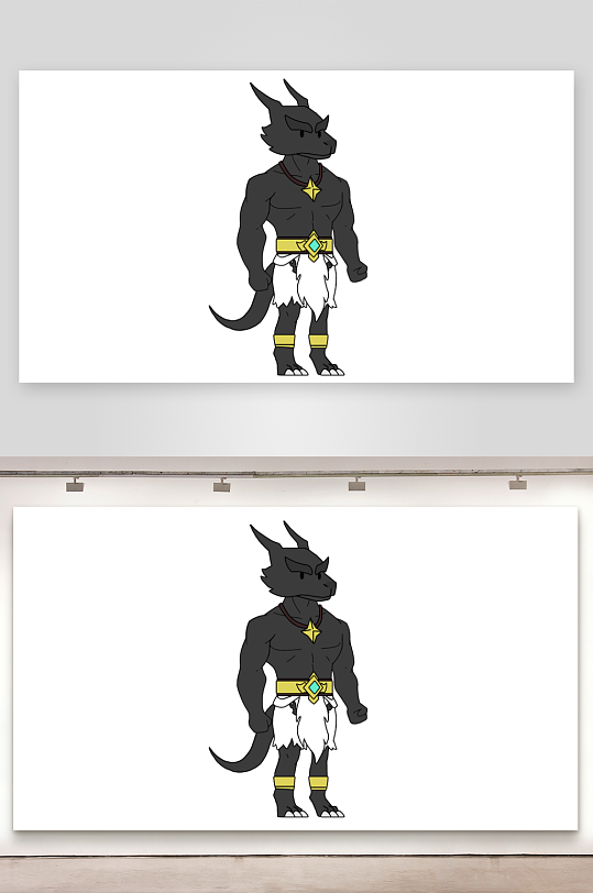 简笔插画悬疑人物黑龙人-众图网