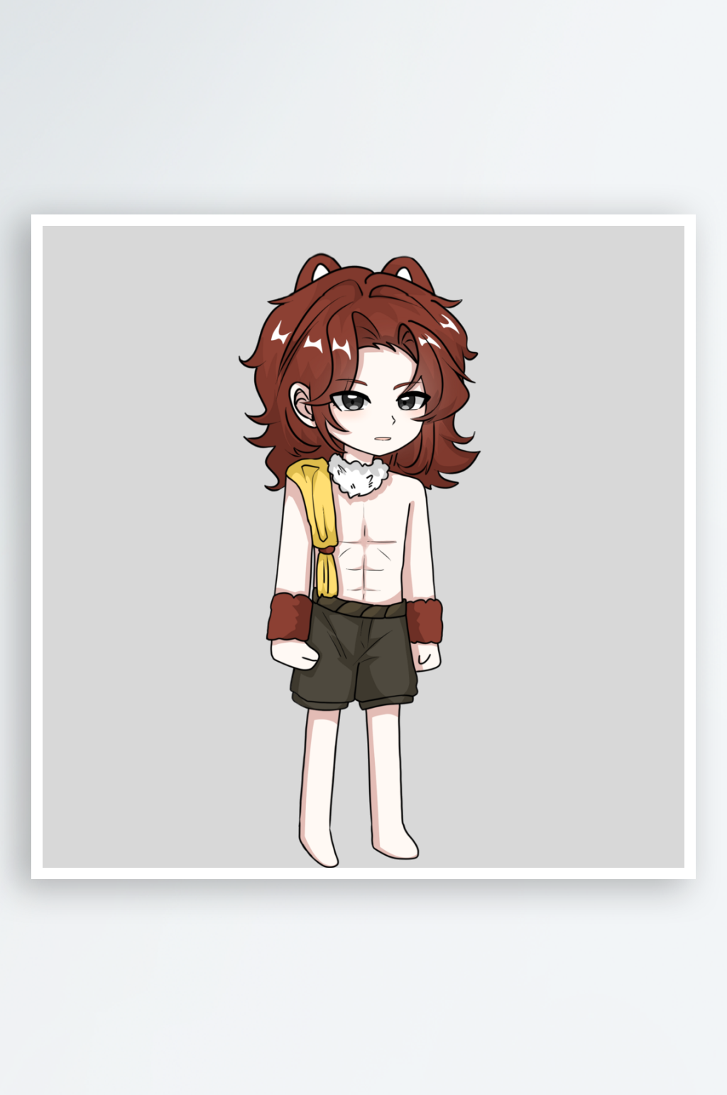 简笔插画女频红发男素材