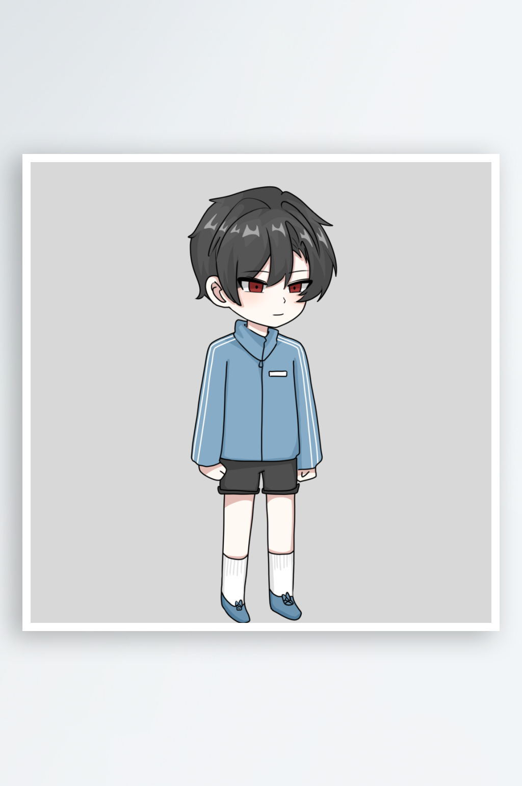 简笔插画女频红眼小男孩素材