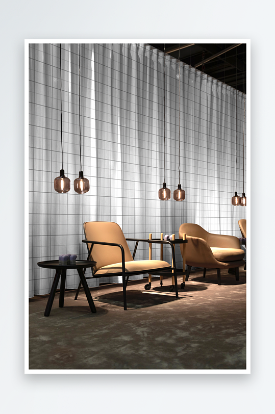 简约窗帘印花图案设计展示贴图样机-众图网