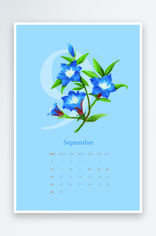 鲜花日历背景海报模板-众图网