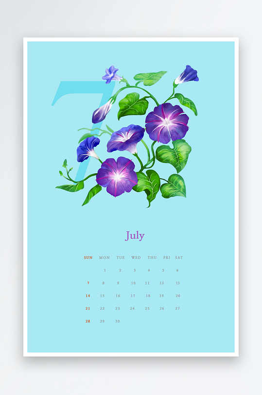 鲜花日历背景海报模板-众图网