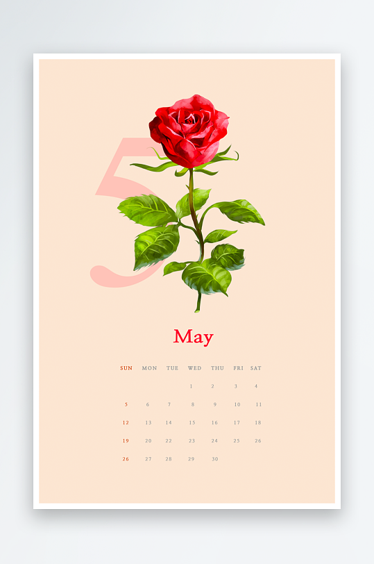 鲜花日历背景海报模板-众图网
